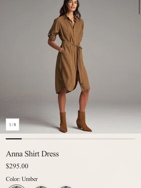 Rowan Anna Belted Shirt Midi Dress in Khaki